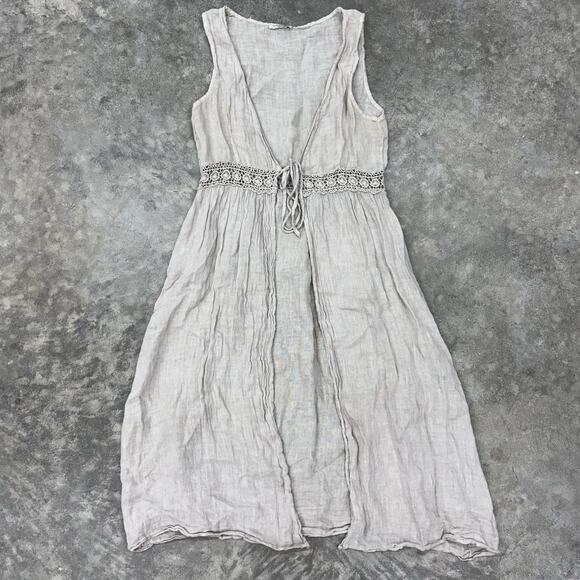 Francesca Bettini Cardigan One Size Topper Bow Lace Linen Beach Lagenlook Boho - Picture 1 of 11